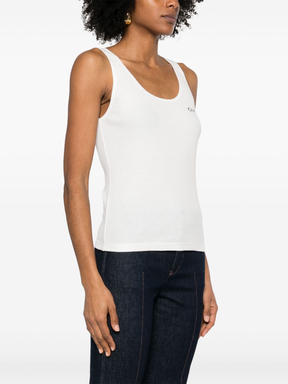 Chloé Women Logo Cotton Tank Top