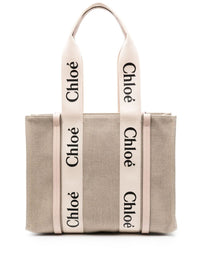 Chloé Women Woody Linen Tote Bag