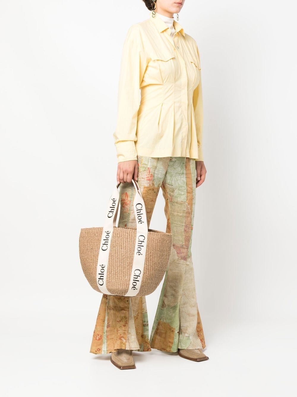CHLOÉ Chloé Women Woody Large Straw Basket Bag