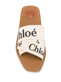 CHLOÉ Chloé Women Woody Linen Flat Sandals