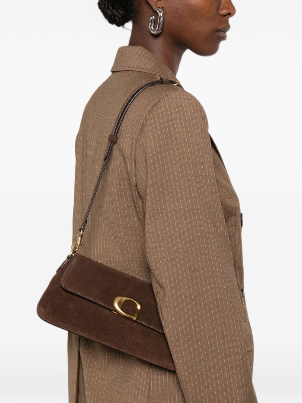 COACH Coach Women Jet Suede Leather Shoulder Bag
