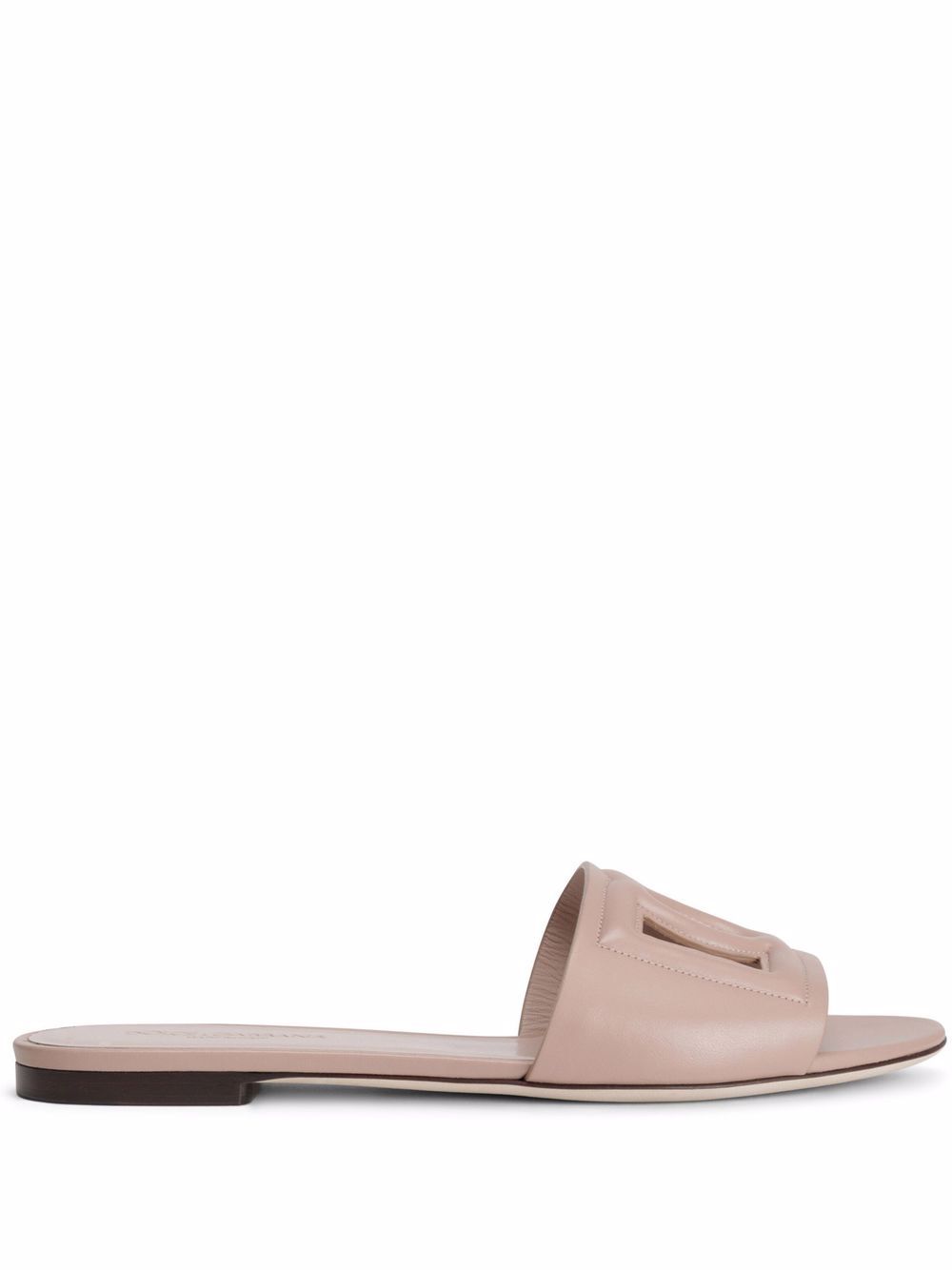 DOLCE & GABBANA Dolce & Gabbana Women Dg Logo Leather Flat Sandals