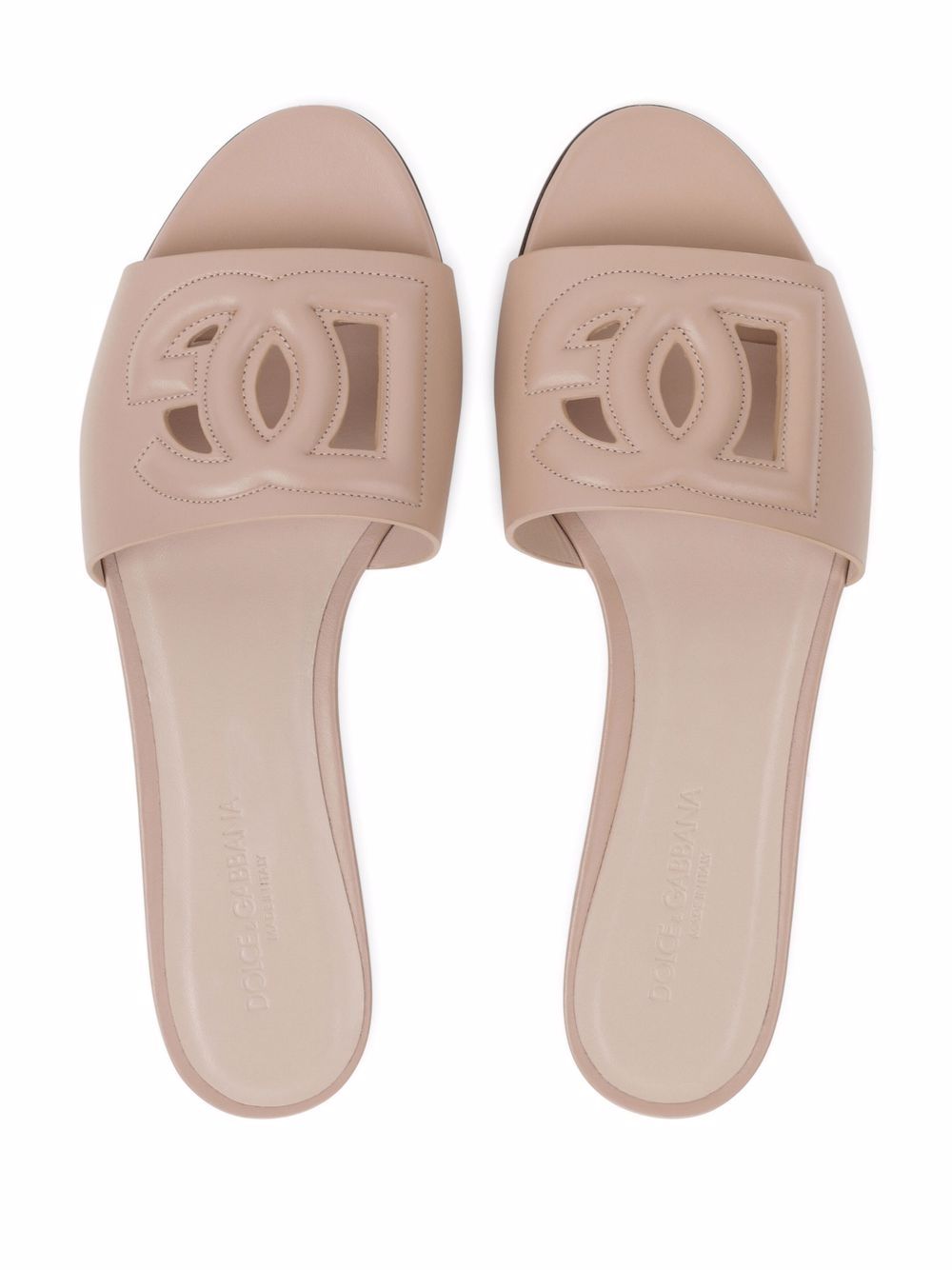DOLCE & GABBANA Dolce & Gabbana Women Dg Logo Leather Flat Sandals