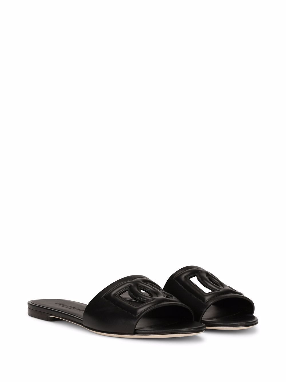 Dolce & Gabbana Women Dg Logo Leather Flat Sandals