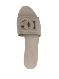 DOLCE & GABBANA Dolce & Gabbana Women Dg Logo Leather Flat Sandals