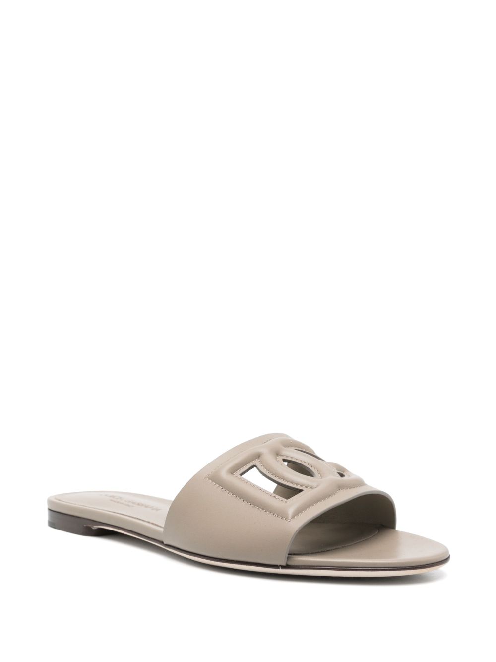 DOLCE & GABBANA Dolce & Gabbana Women Dg Logo Leather Flat Sandals
