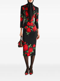 DOLCE & GABBANA Dolce & Gabbana Women Roses Print Silk Skirt