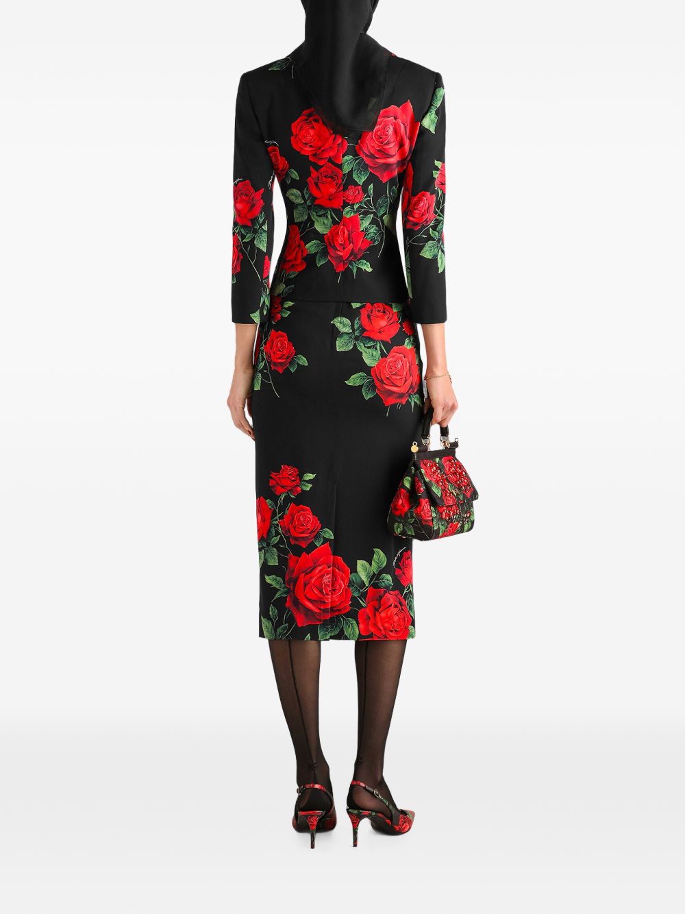 DOLCE & GABBANA Dolce & Gabbana Women Roses Print Silk Skirt