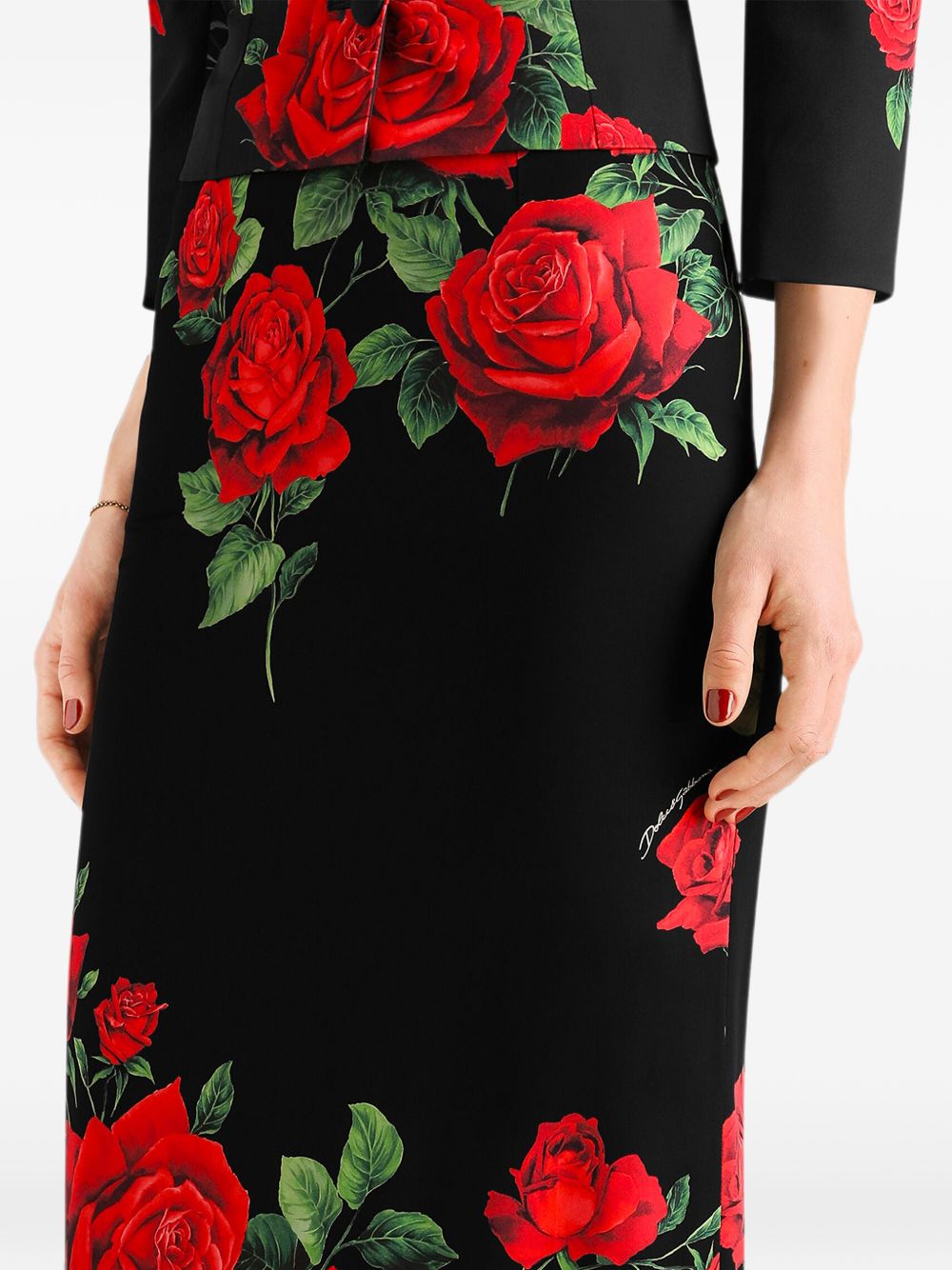 DOLCE & GABBANA Dolce & Gabbana Women Roses Print Silk Skirt