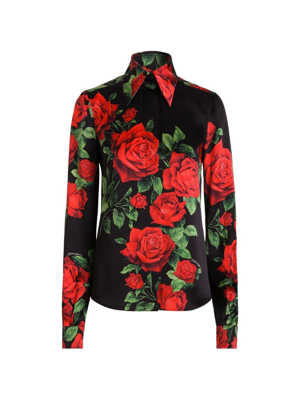 Dolce & Gabbana Women Rose Print Silk Shirt