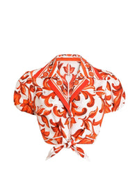 Dolce & Gabbana Women Maiolica Print Cotton Shirt
