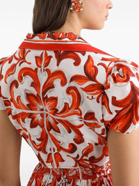 Dolce & Gabbana Women Maiolica Print Cotton Shirt