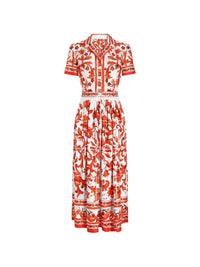Dolce & Gabbana Women Maiolica Print Silk Maxi Dress