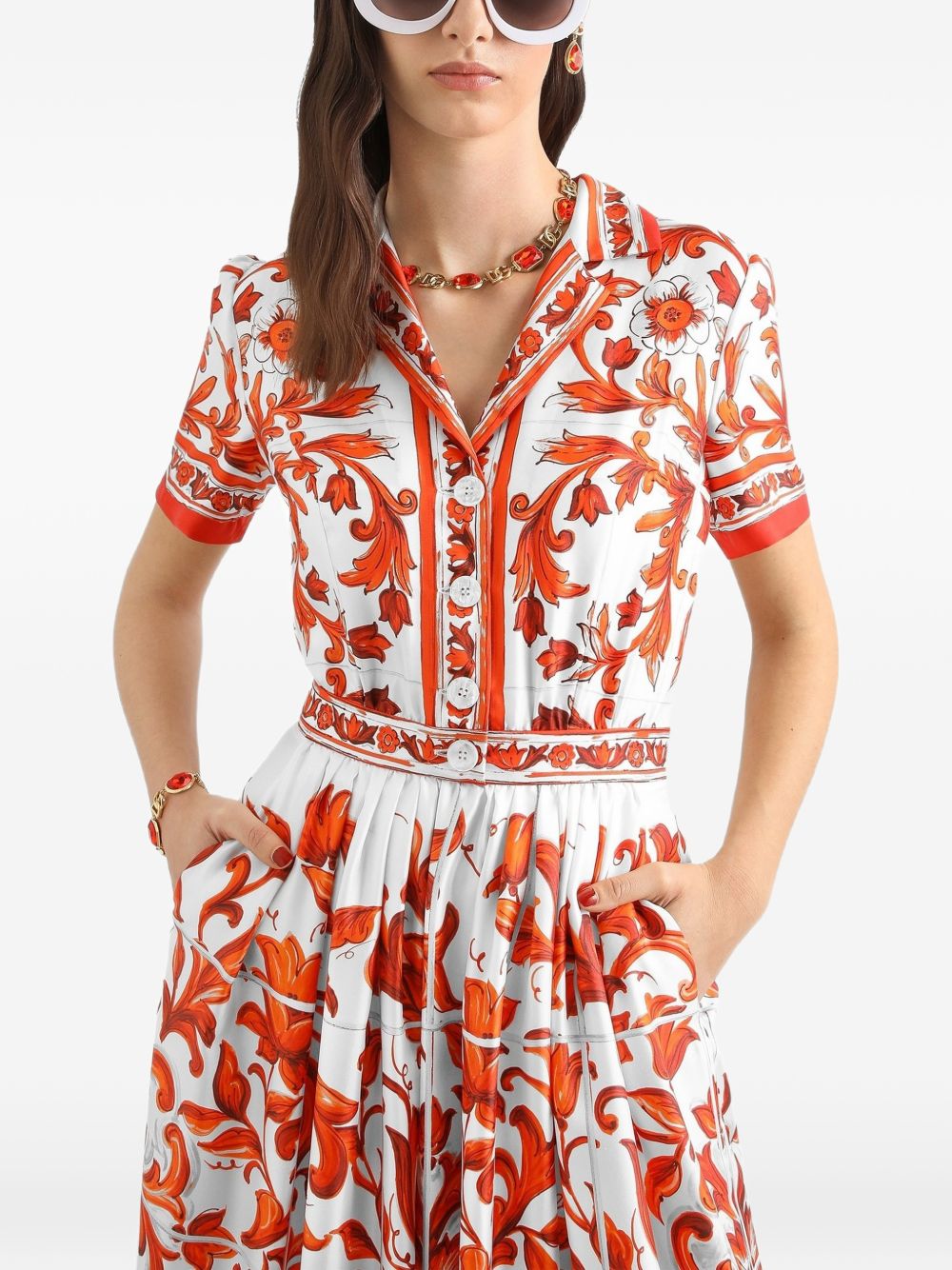 Dolce & Gabbana Women Maiolica Print Silk Maxi Dress