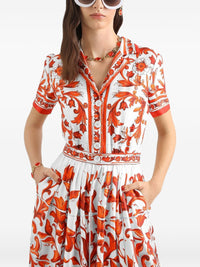 Dolce & Gabbana Women Maiolica Print Silk Maxi Dress