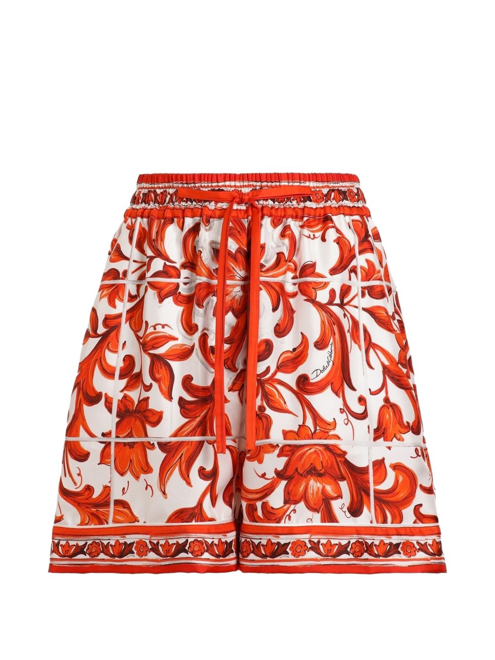 Dolce & Gabbana Women Maiolica Print Silk Shorts