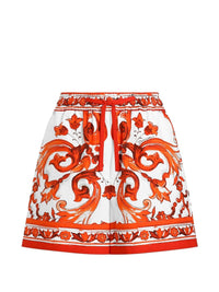 Dolce & Gabbana Women Maiolica Print Cotton Shorts