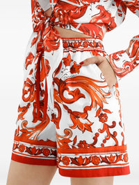 Dolce & Gabbana Women Maiolica Print Cotton Shorts
