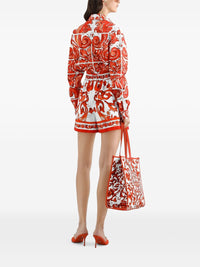 Dolce & Gabbana Women Maiolica Print Cotton Shorts