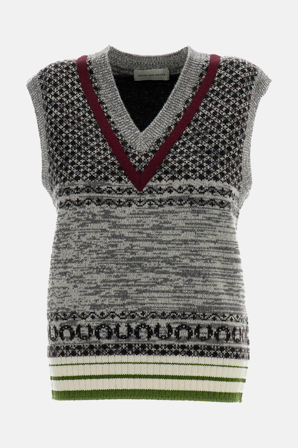 Dries Van Noten Dries Van Noten Women V Neck Jacquard Knit Top