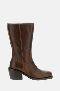 Dries Van Noten Dries Van Noten Women Textured Leather Block Heel Boots