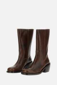 Dries Van Noten Dries Van Noten Women Textured Leather Block Heel Boots