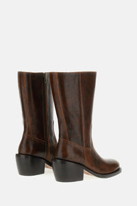 Dries Van Noten Dries Van Noten Women Textured Leather Block Heel Boots