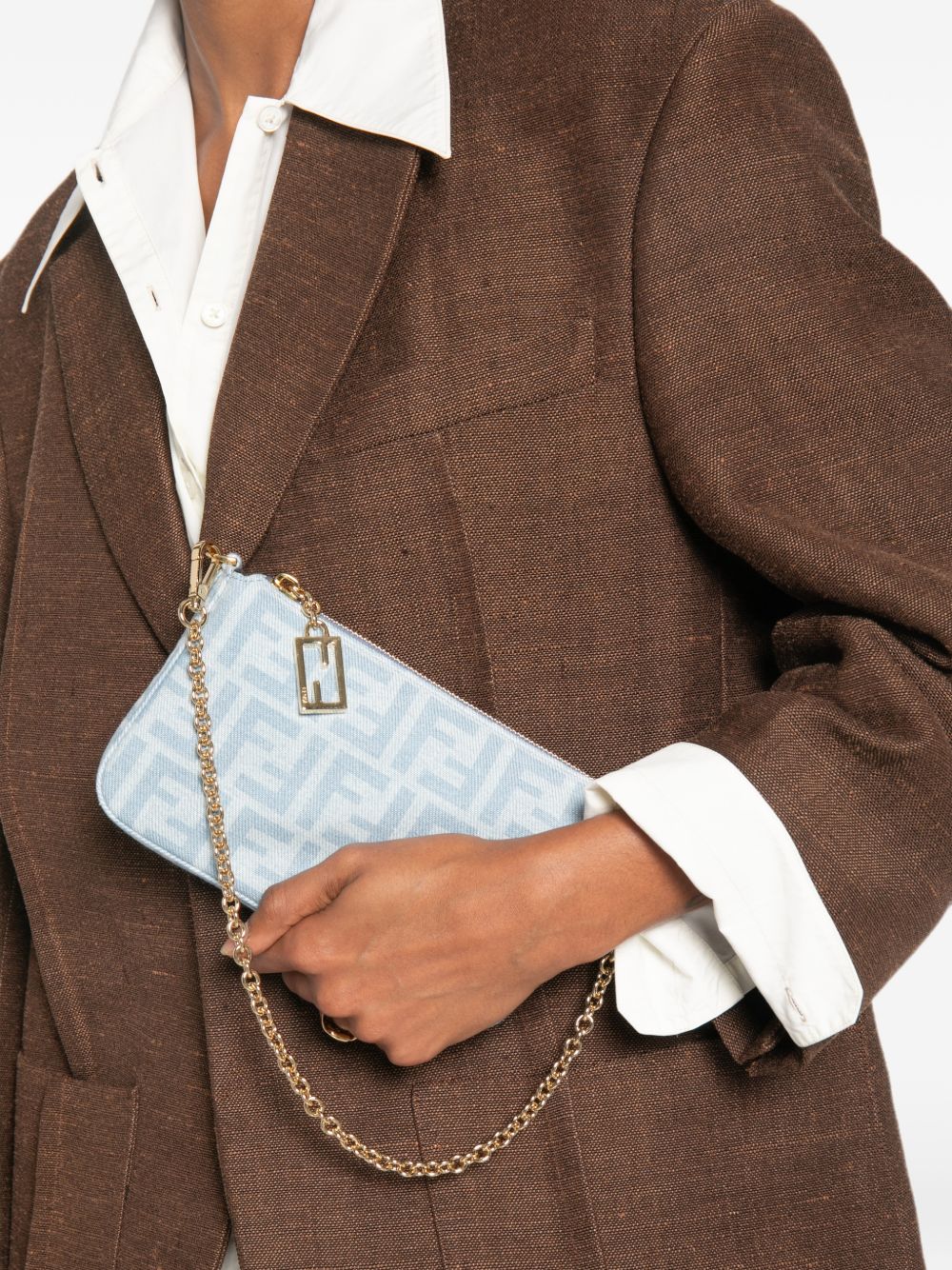 Fendi Women Baguette Denim Pouch