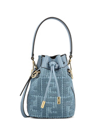 Fendi Women Mon Tresor Mini Straw Bucket Bag
