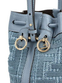 Fendi Women Mon Tresor Mini Straw Bucket Bag