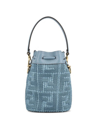 Fendi Women Mon Tresor Mini Straw Bucket Bag