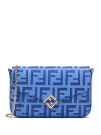 Fendi Women Ff Diamonds Leather Wallet On Chain