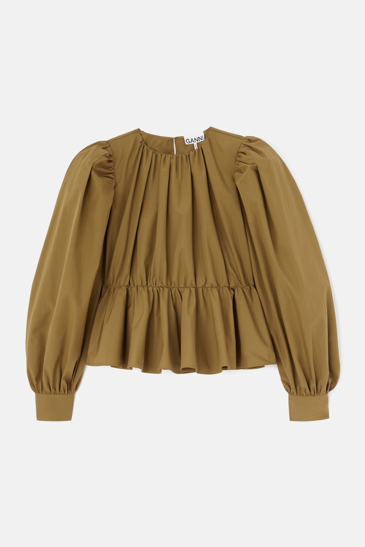 Ganni Women Compact Poplin Gathered Peplum Blouse