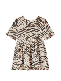 Ganni Women Zebra Print Cotton Mini Dress