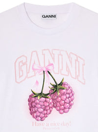 Ganni Women Raspberry Cotton T-Shirt