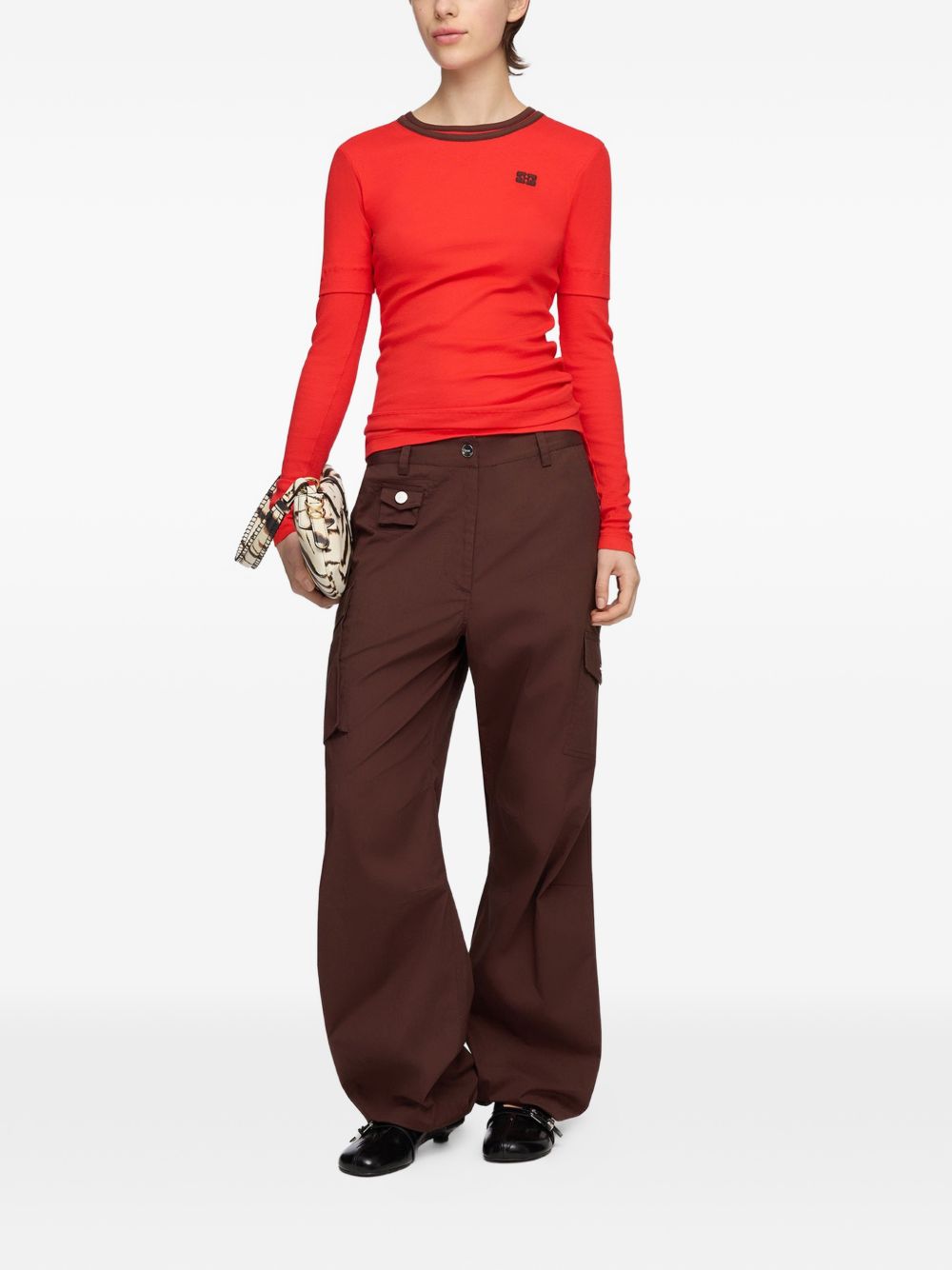 Ganni Women Organic Cotton Cargo Trousers