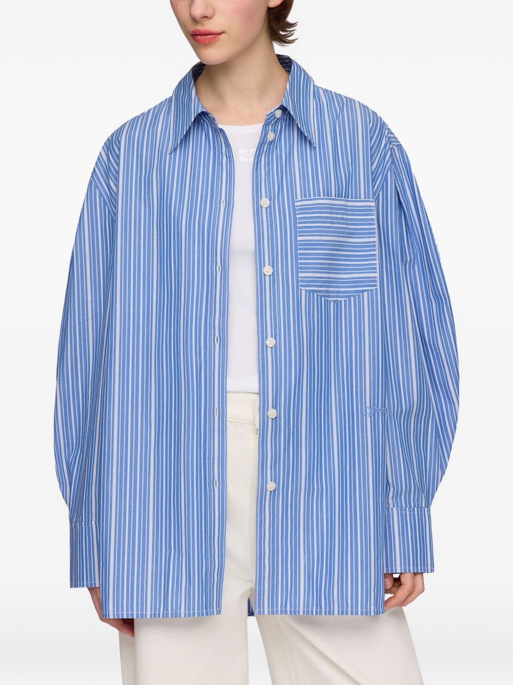 GANNI Ganni Women Striped Organic Cotton Shirt