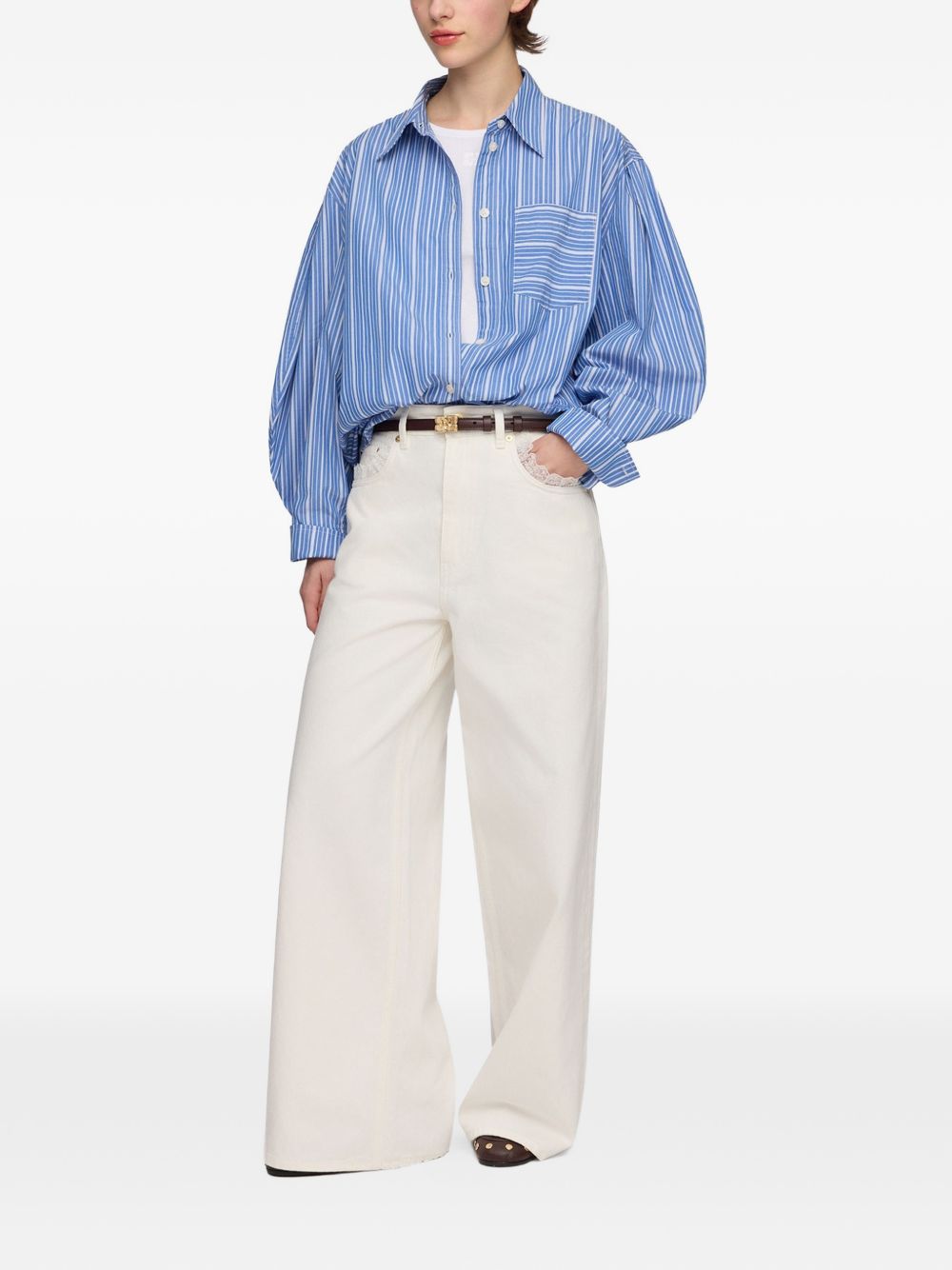 GANNI Ganni Women Striped Organic Cotton Shirt
