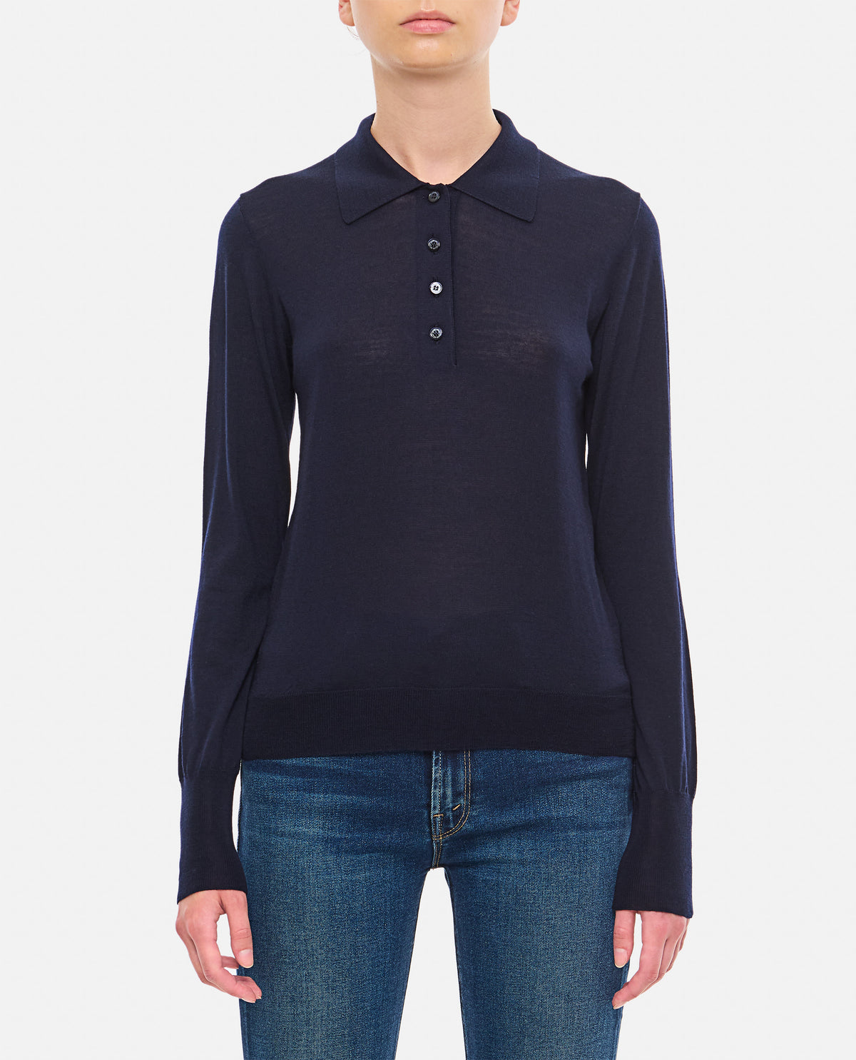 Golden Goose Women Long-Sleeved Virgin Wool Polo Sweater