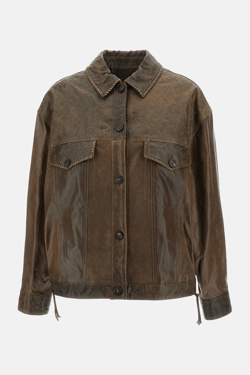 Golden Goose Golden Goose Women Journey W's Jacket Babete Mixed Of Embossed And Plain Nappa Leather
