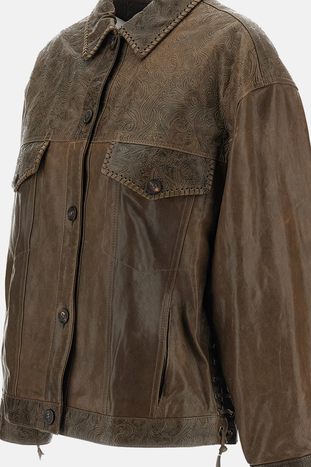Golden Goose Golden Goose Women Journey W's Jacket Babete Mixed Of Embossed And Plain Nappa Leather