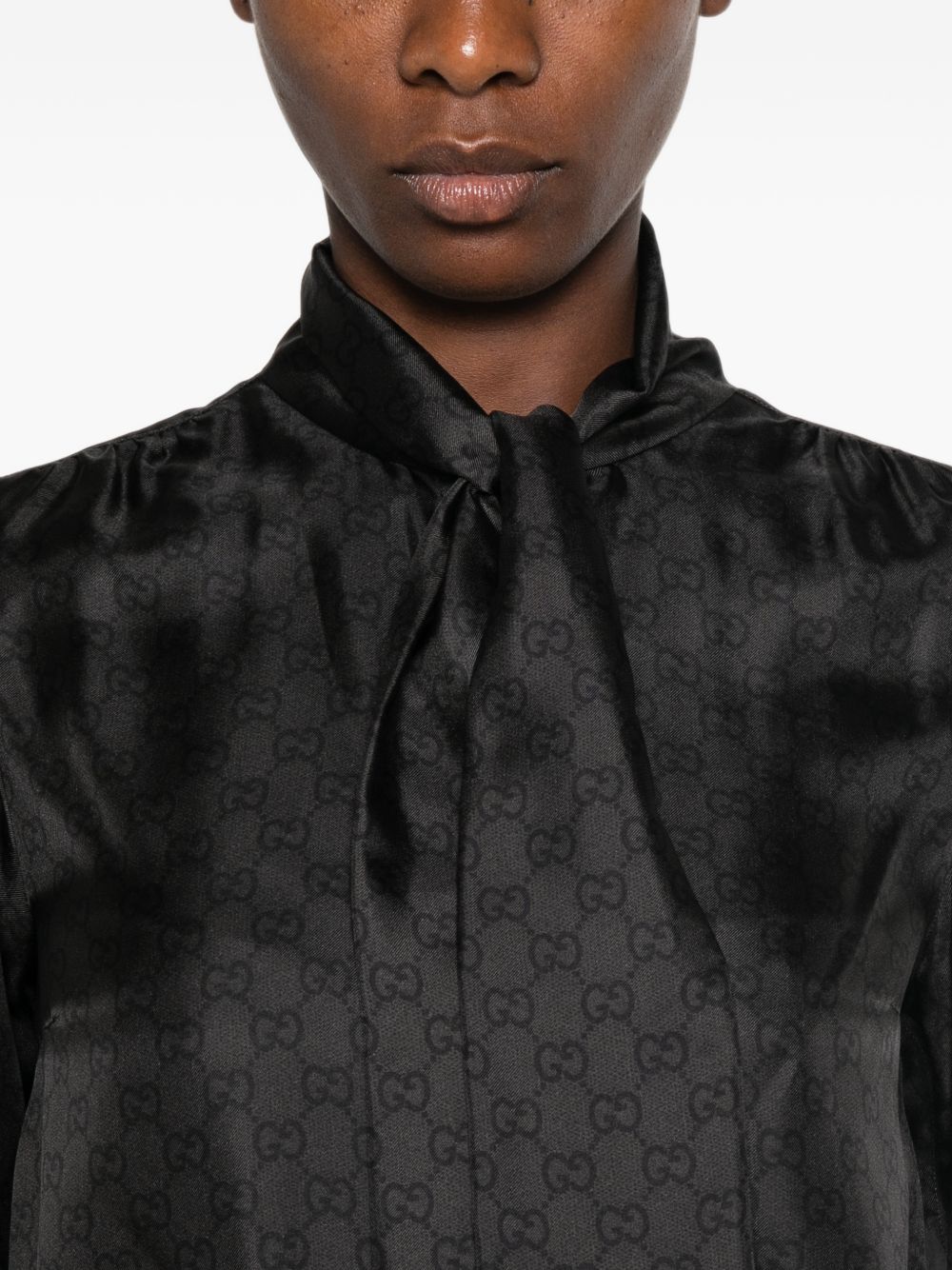 Gucci Women Gg Print Silk Shirt