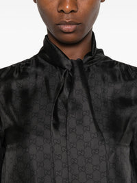 Gucci Women Gg Print Silk Shirt