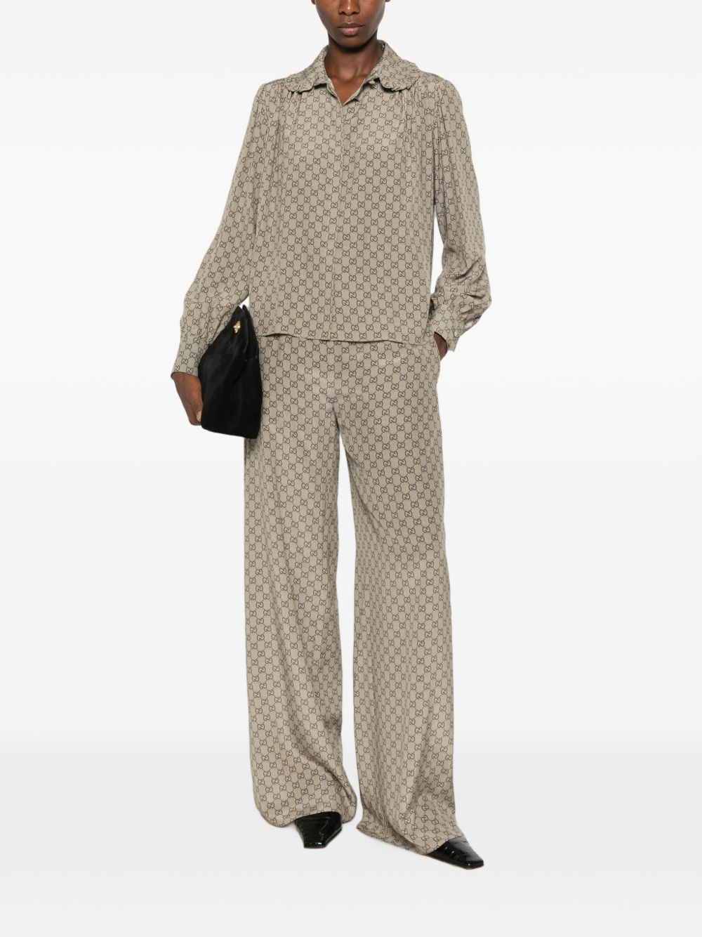 Gucci Women Gg Print Silk Shirt