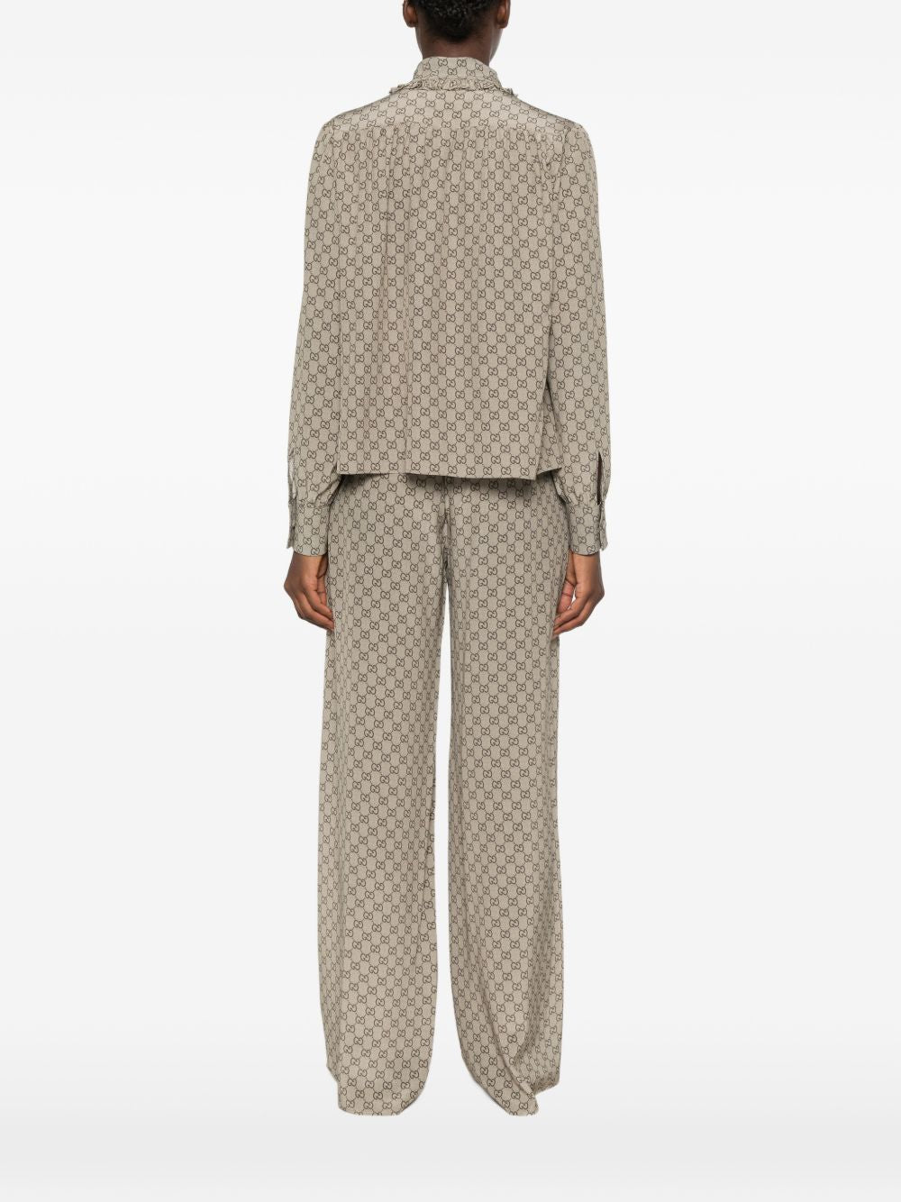 Gucci Women Gg Print Silk Shirt