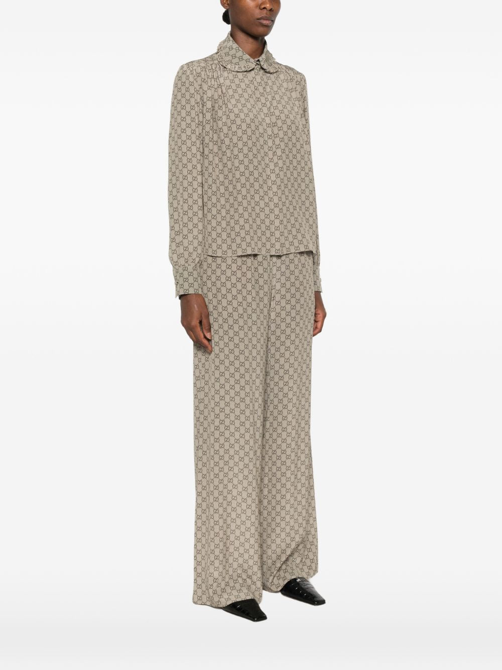 Gucci Women Gg Print Silk Shirt
