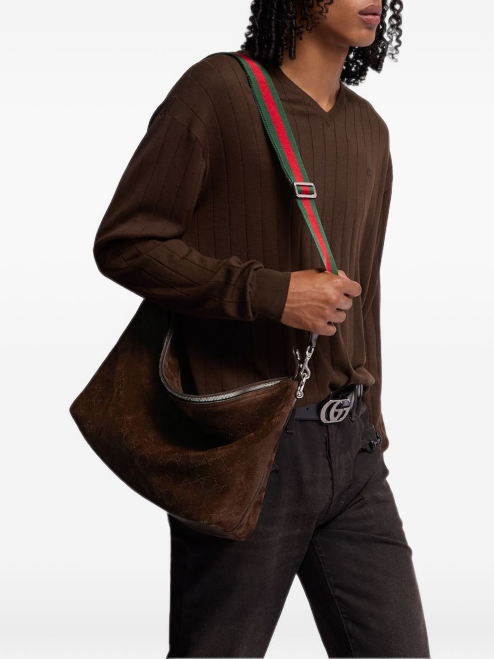 Gucci Men Brera Suede Leather Shoulder Bag