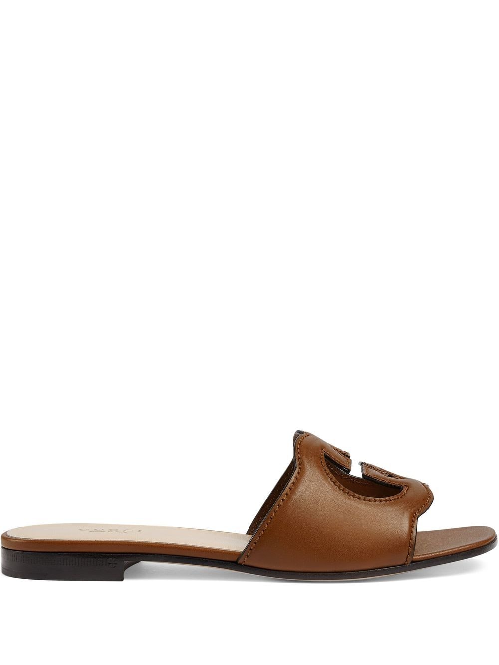 Gucci Women Gucci Cut Leather Flat Sandals