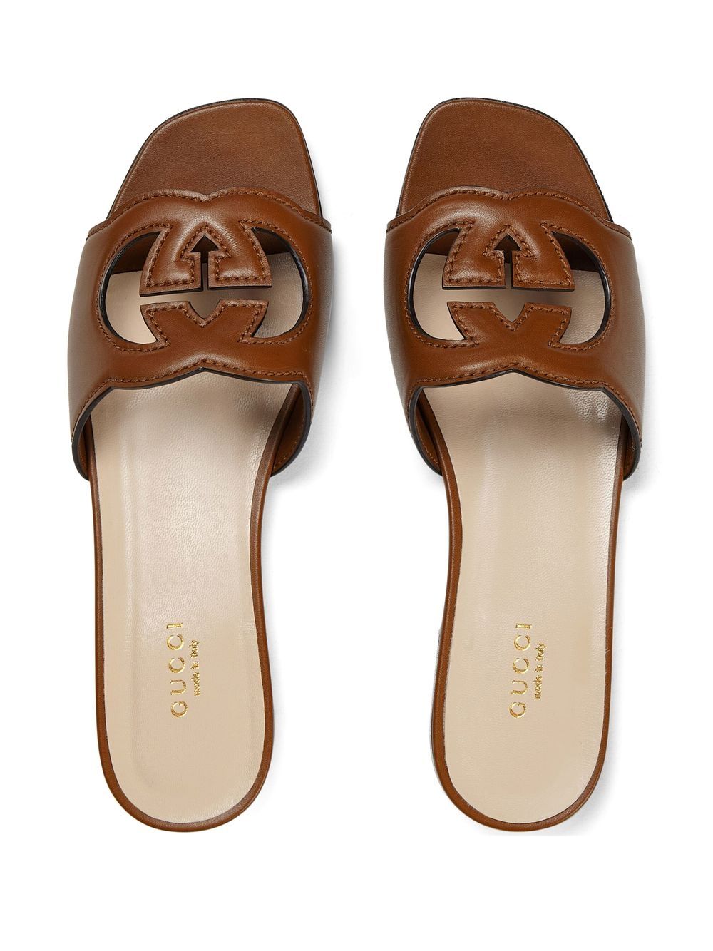 Gucci Women Gucci Cut Leather Flat Sandals