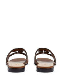 Gucci Women Gucci Cut Leather Flat Sandals